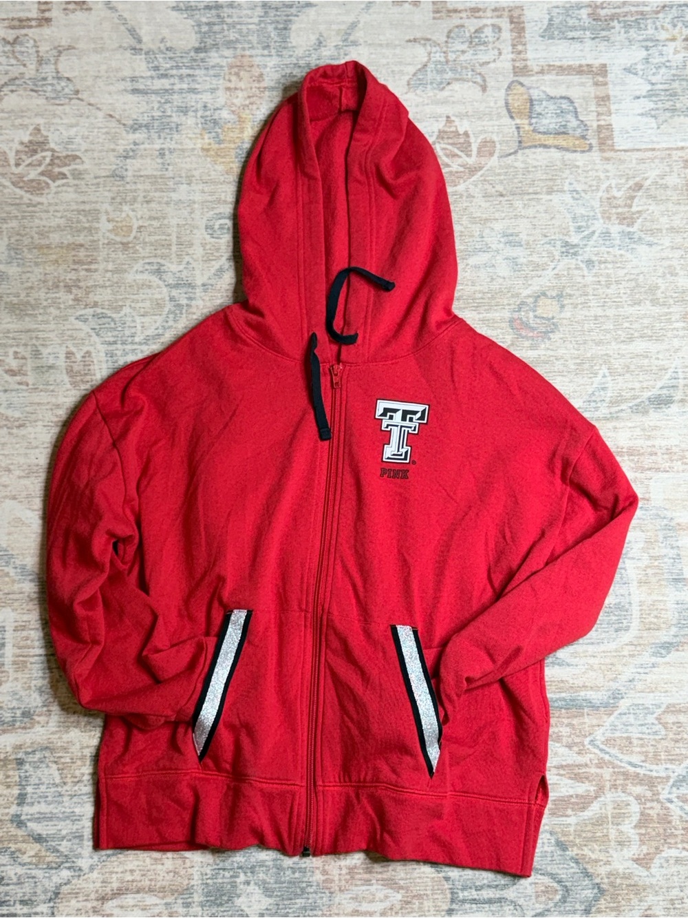 Texas Tech PINK Victoria's Secret Red Hooded Zip Jacket